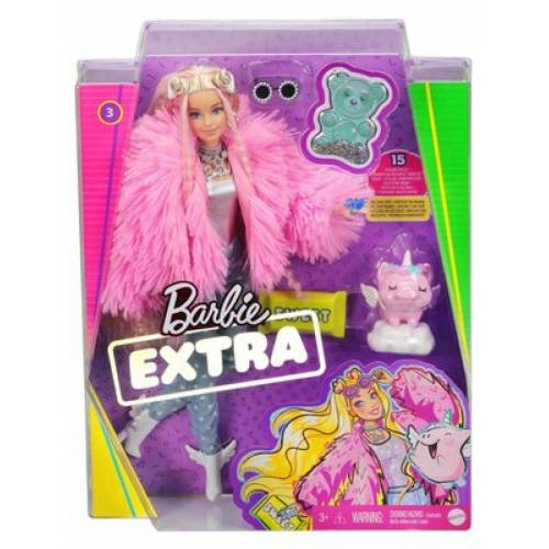 Кукла Barbie Extra в розовой пушистой шубке