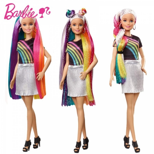 Barbie Кукла Барби с радужной мерцающей прической Barbie