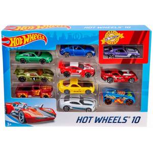 Hot Wheels Набор машинок HOT WHEELS 1:64 коллекционных, литых,10 штук