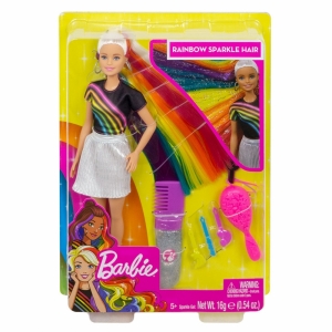 Barbie Кукла Барби с радужной мерцающей прической Barbie